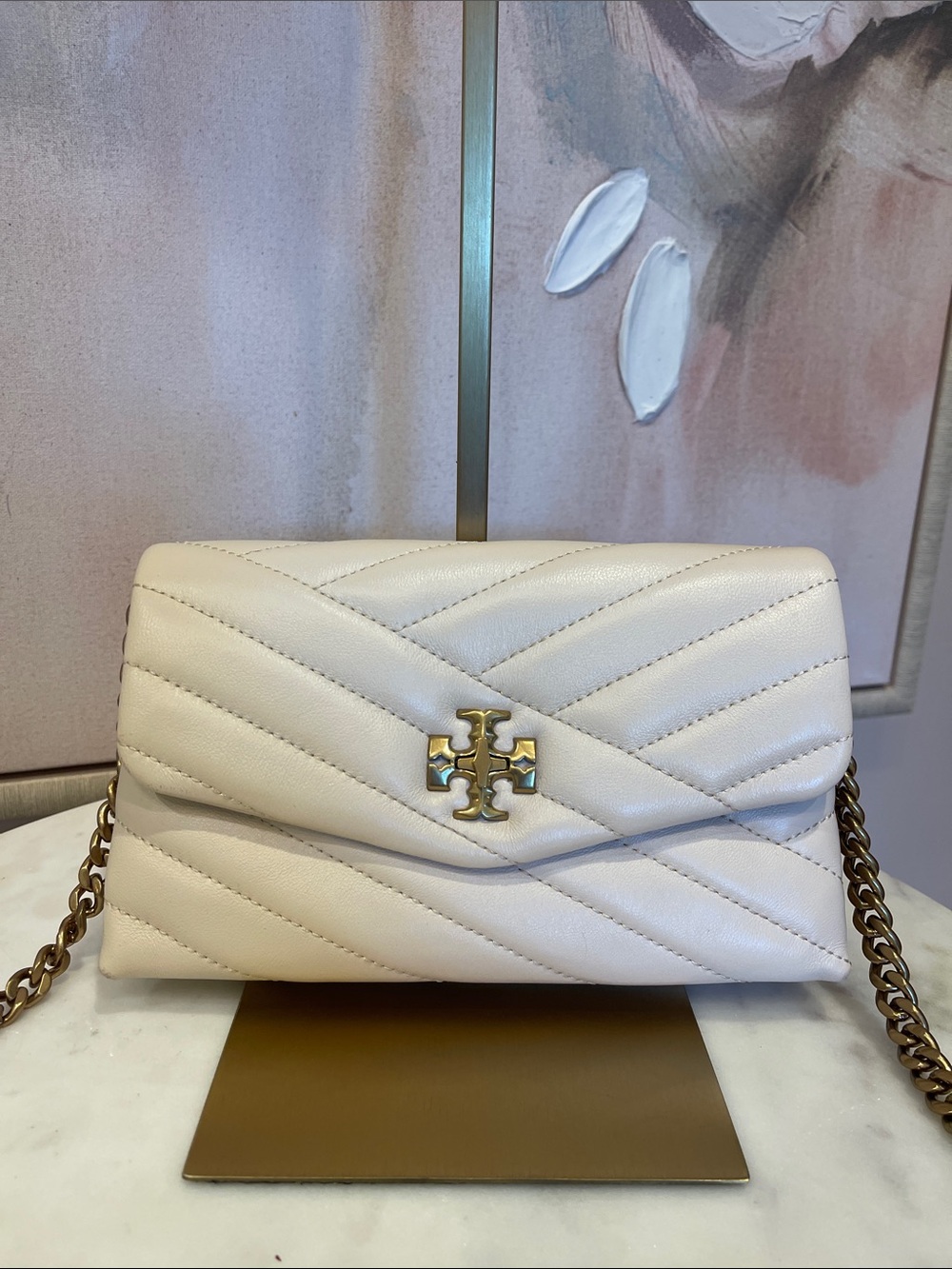 Tory Burch Cream Kira Chevron Crossbody Bag